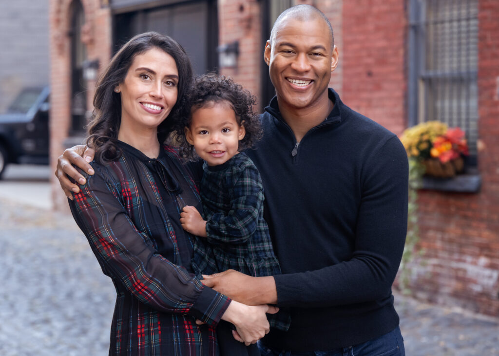 Court Street, Hoboken Family Photographer, Hoboken Children Photographer, New York City Family Photographer, Manhattan Family Photographer, Court Street Hoboken, Cobblestone Street, Fall Family Session, Child Portrait, African American Family, Urban Family Session, Hoboken, Hudson County Photographer, Dad Daughter Moment, Family Portrait 