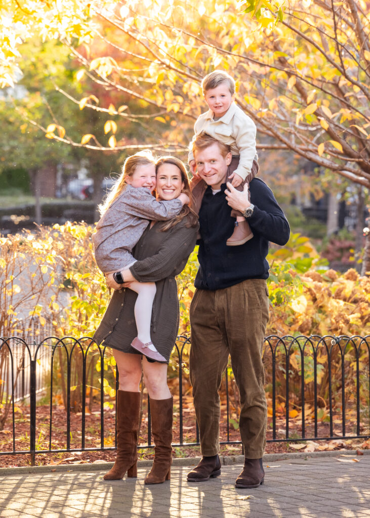 Perfect family picture with fall golden light in a park in Union City NJ. 
