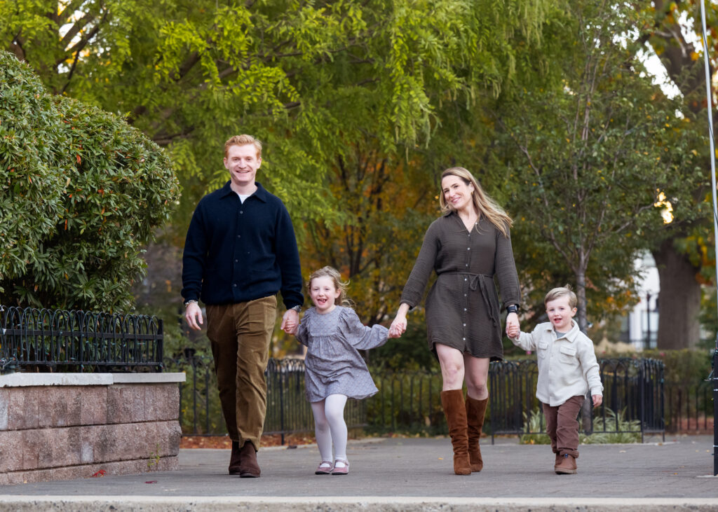 Walking family in a park in NJ 